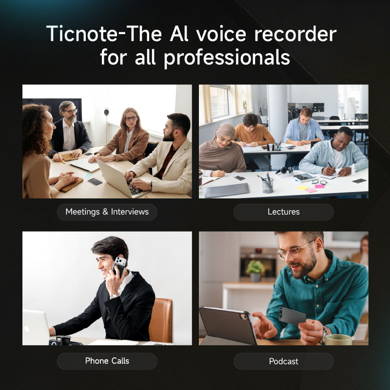 TicNote AI Voice Recorder with Real-Time Transcription and Summarization