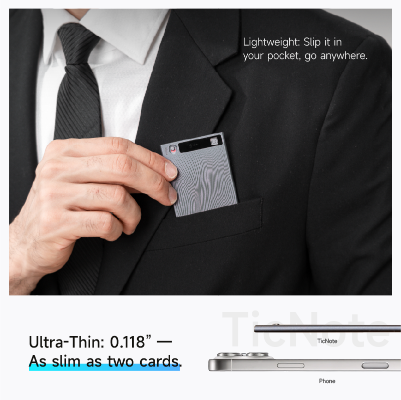 TicNote AI Voice Recorder with Real-Time Transcription and Summarization