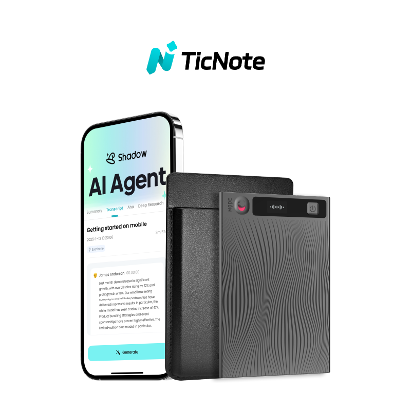 TicNote AI Voice Recorder with Real-Time Transcription and Summarization